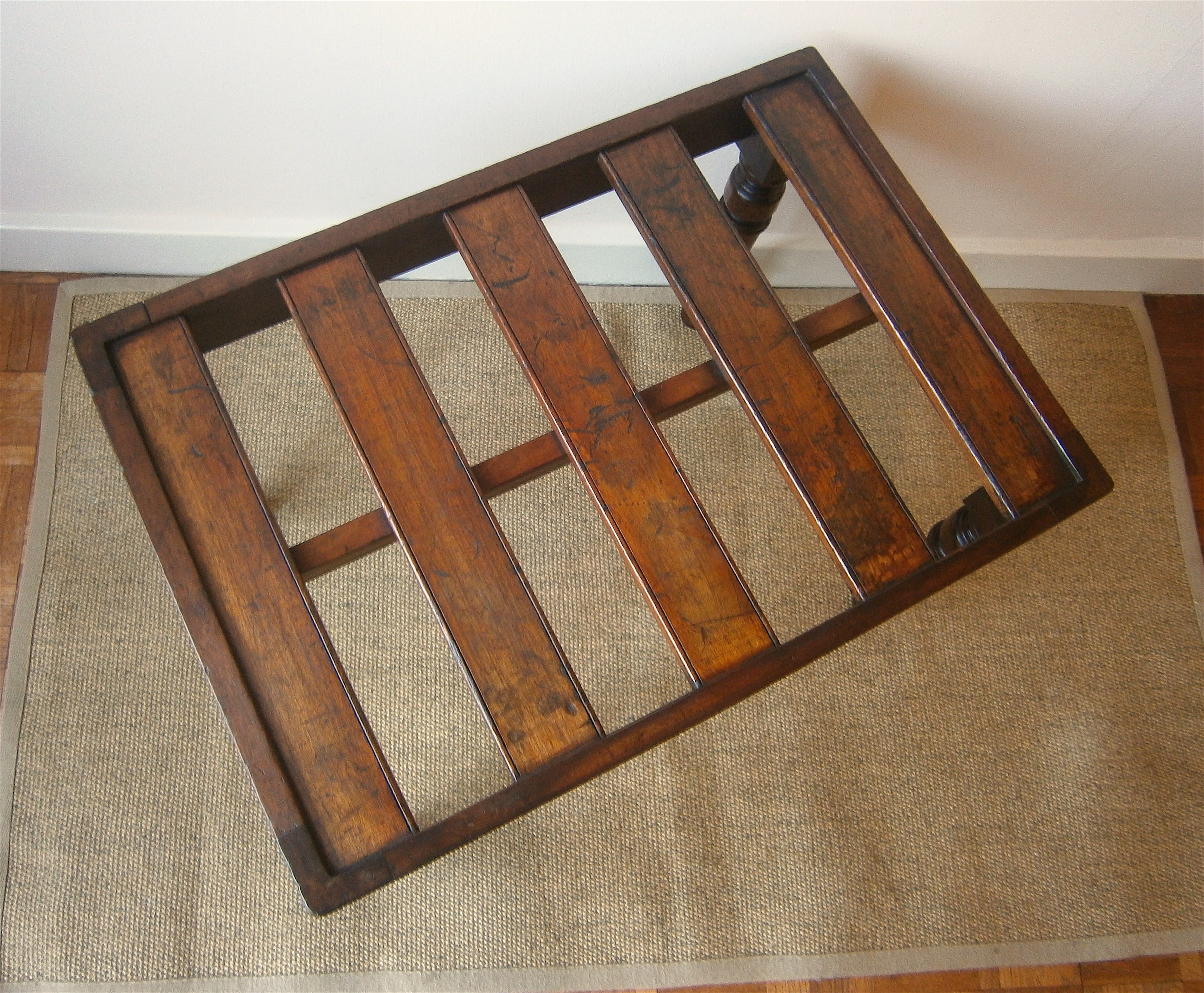 A Victorian rectangular mahogany luggage stand, width 66cm depth 46cm height 46cm